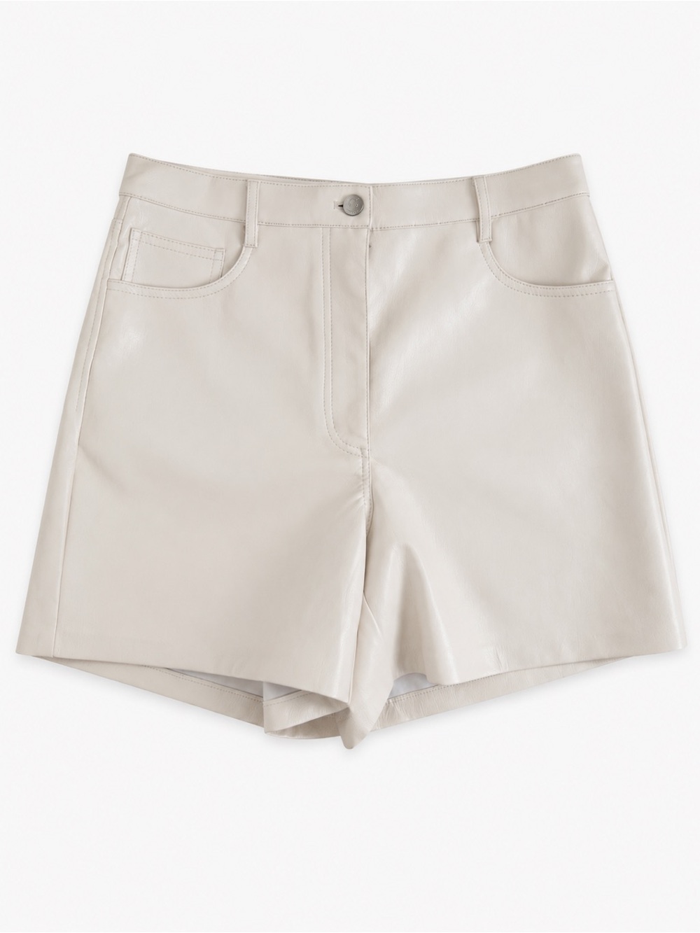 Wilfred Cream Faux Leather Bermuda Shorts